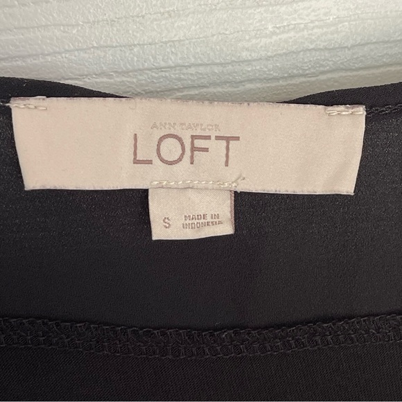 LOFT Women Black Long Sleeve Blouse Small - Picture 4 of 15